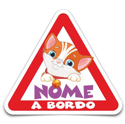 Adesivo personalizzato per auto con nome: gatto a bordo